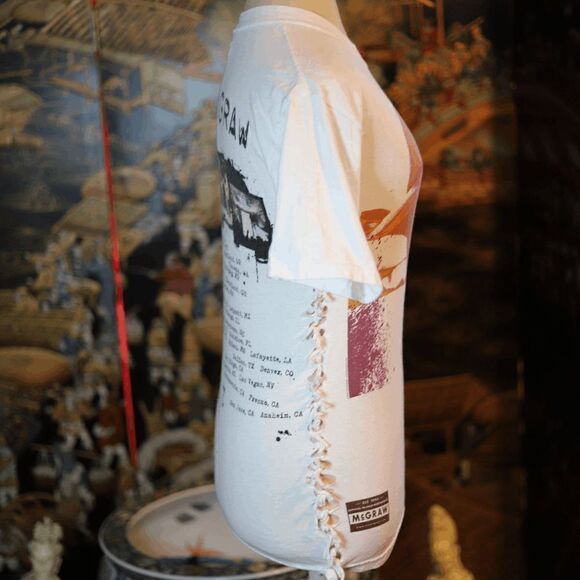 Small Tim Mcgraw Let It Go 2007 Tour Custom Cut Up White Band Tee Tshirt - Picture 2 of 4